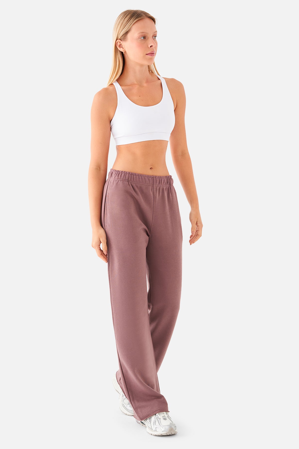 Amelia Flare Sweatpants - Dark Rose