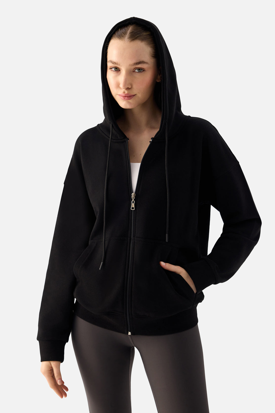Luna Zip-Up Hoodie - Black