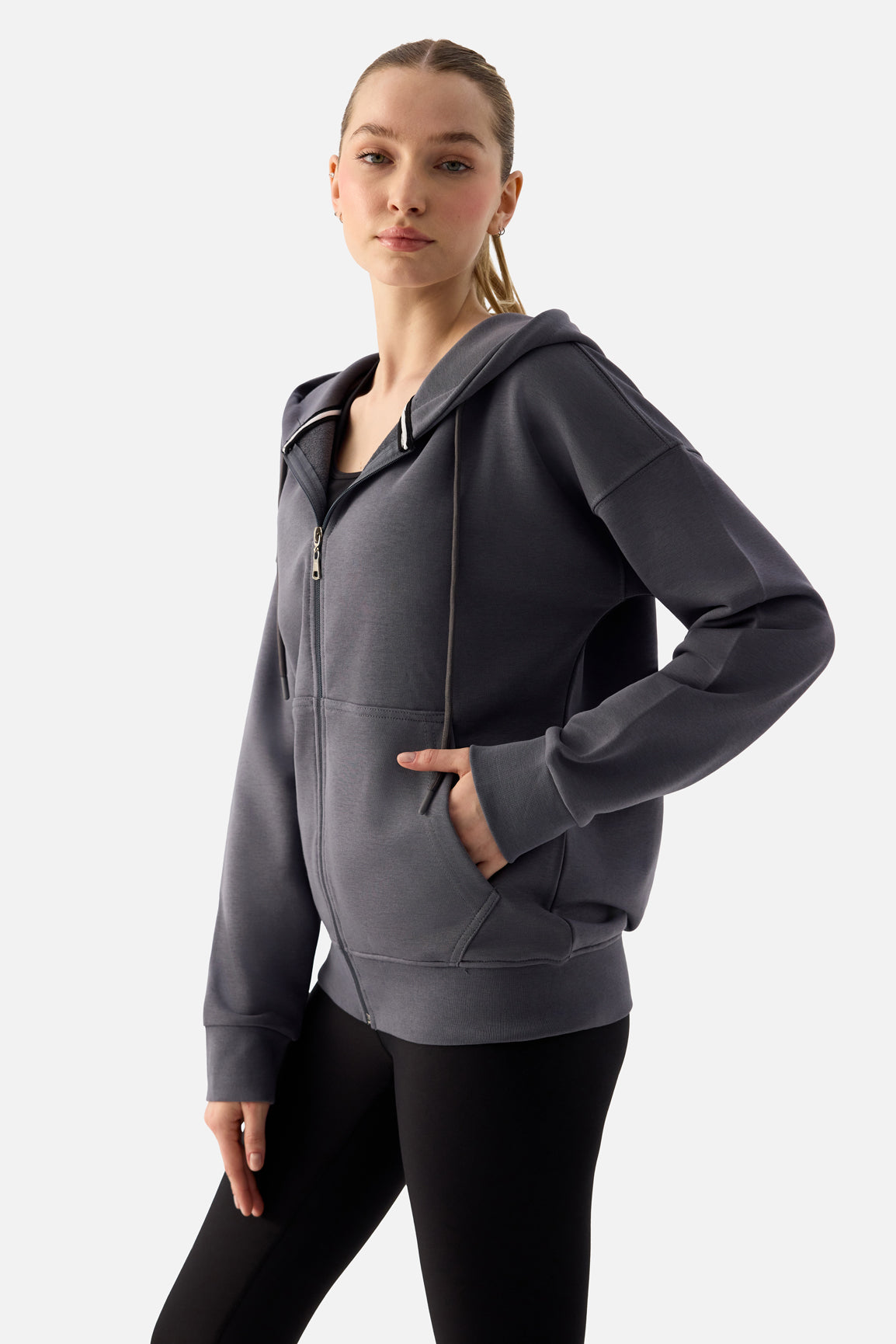 Luna Zip-Up Hoodie - Dark Grey