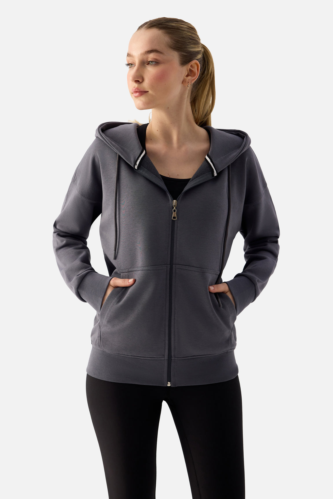 Luna Zip-Up Hoodie - Dark Grey