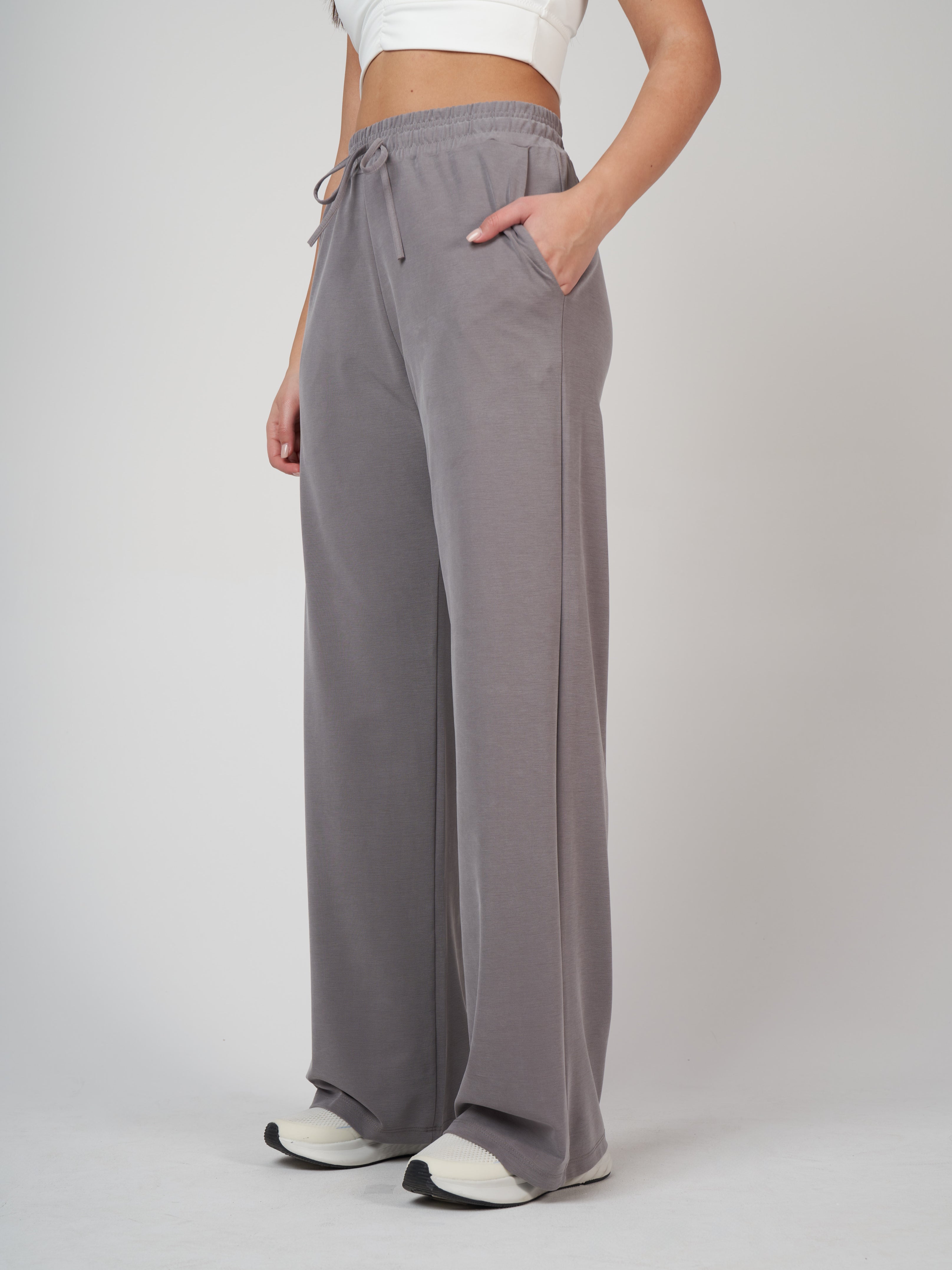 Elara Modal Palazzo Pants - Grey