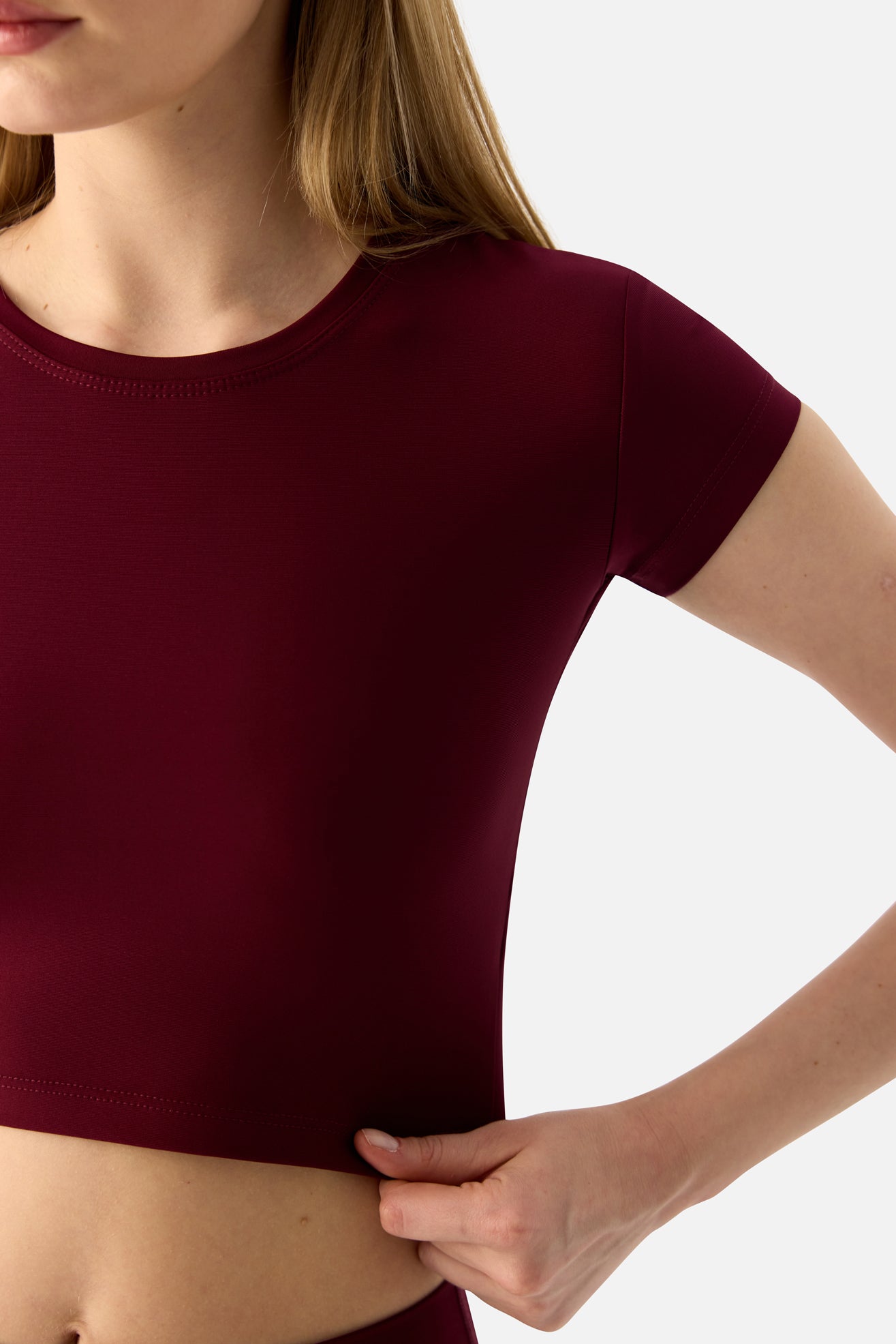 Melina Short Sleeve Top - Maroon