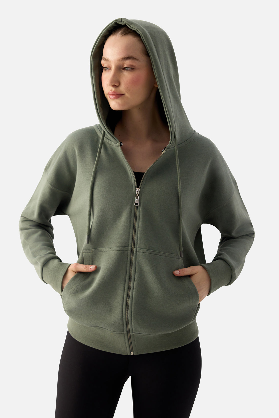 Luna Zip-Up Hoodie - Khaki