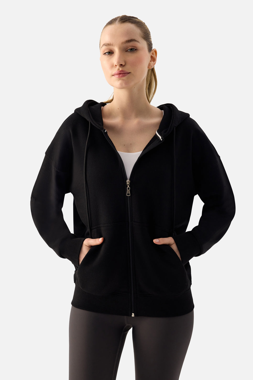 Luna Zip-Up Hoodie - Black