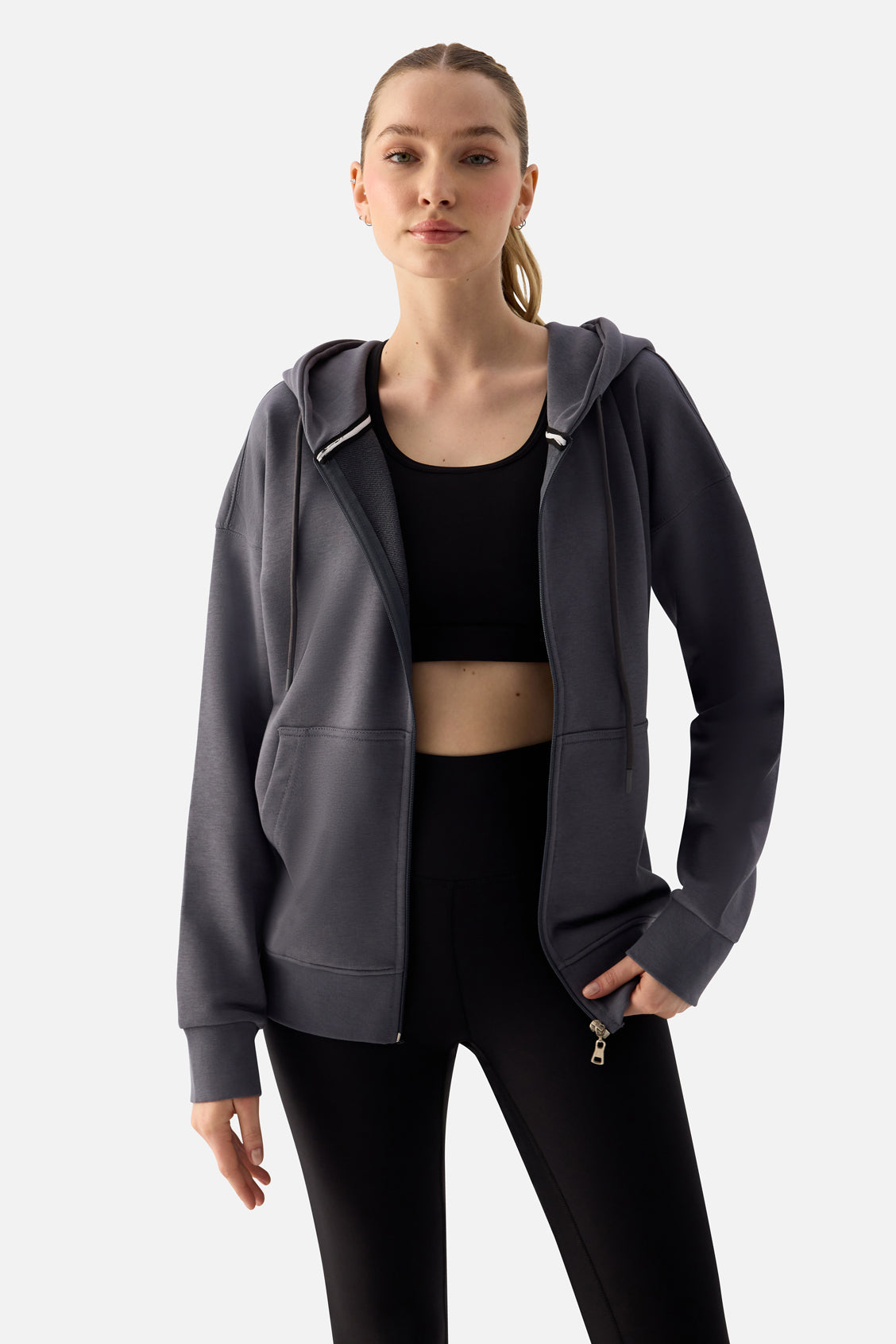 Luna Zip-Up Hoodie - Dark Grey