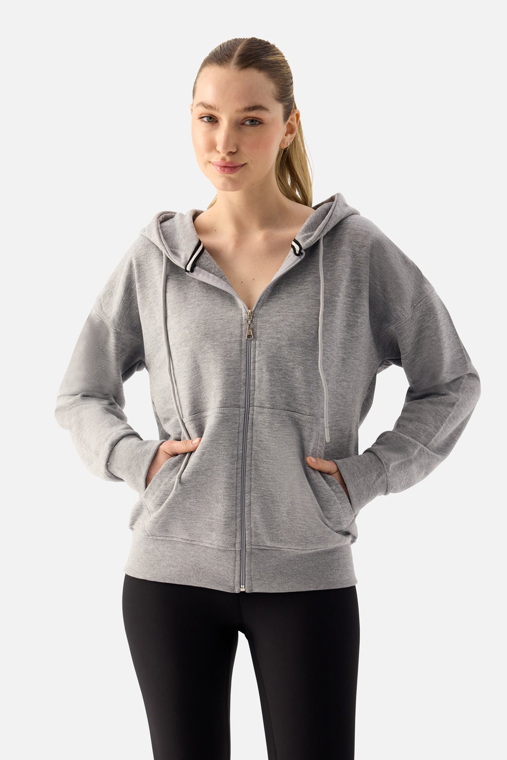 Luna Zip-Up Hoodie - Grey Melange